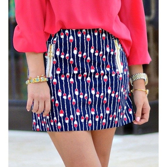 Lilly Pulitzer Size 4 Tate Navy Mini Nautical Coastal Skirt in Swim Lanes Print - Picture 1 of 7